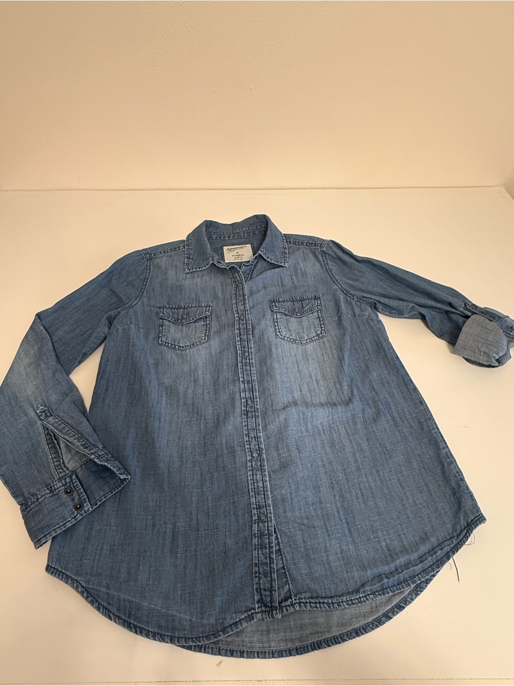 Arizona Jean Company Light Denim Button-Down Shirt - Blue